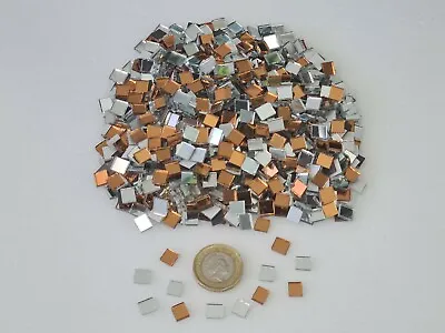 300 Pieces Mixed Silver & Copper Bronze Glass Mirror Tiles Aprox 0.5 X 0.5 Cm  • £3.99