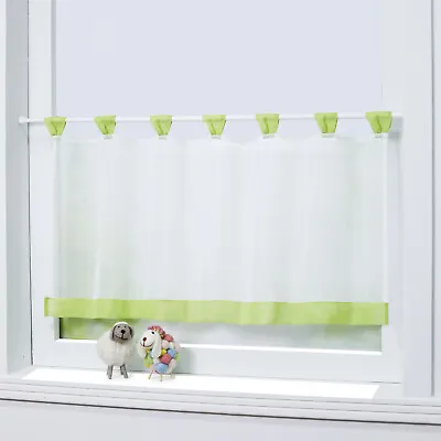 Cafe Curtain Kitchen Short Valance Window Drape Sheer Tab Top Colourful Voile • £7.99