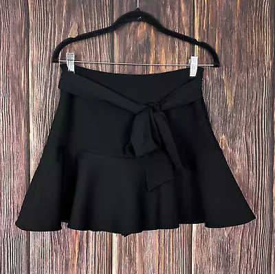 Zara Womens Size Medium Black Flare Mini Skort Skirt Side Zip • $19.99