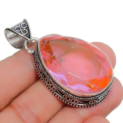 Orange Morganite Gemstone Handmade 925 Sterling Silver Jewelry Pear Cut Pendant • $11.99