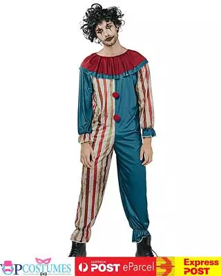 Vintage Clown Freak Show Jester Killer Clown Mens Halloween Scary Costume • $40.50