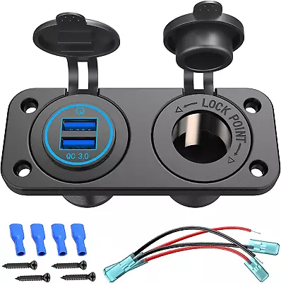 QC 3.0 USB Outlet 12V Boat Marine Waterproof Cigarette Lighter Socket Splitter 1 • $15.28