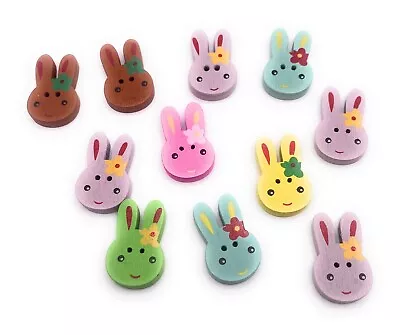 25/18mm Bunny Rabbit Mixed Sewing Buttons Wooden Scrapbooking Crafts Decoration • £2.90