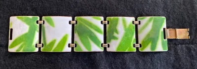 $110 • Buy Kay Denning Signed MCM Enamel Copper Bracelet 1960 - 1970