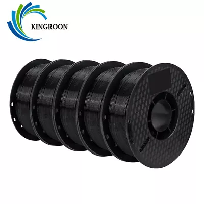 Kingroon 5KG 3D Printer Filament PLA 1.75mm FDM Bundles Spools 5 Rolls 1KG Black • $74.99