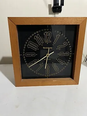 Vintage Verichron Wall Clock Quartz Made In USA Works Real Wood Frame • $59.99