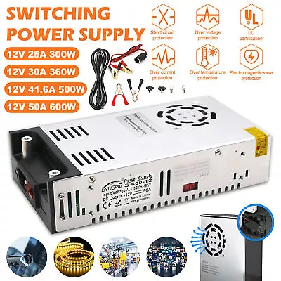 AC 110V-220V TO DC 12V-25A To 50A Switching Power Supply Adapter For LED Strip • £38.99