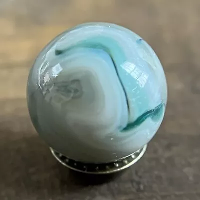 Vintage Ravenswood Teal Blue Gray Tan Swirl Marble 0.66” NM Pocket Wear HTF • $10