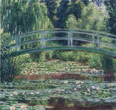 £5.50 • Buy Wall Art Canvas Print Claude Monet-Lily Pond Japanese Water Bridge-Framed-Pine