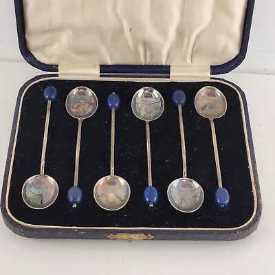 EPNS Coffee Bean Spoons Set 6 Cased Vintage ElectroPlate 1960s England Demitasse • $89