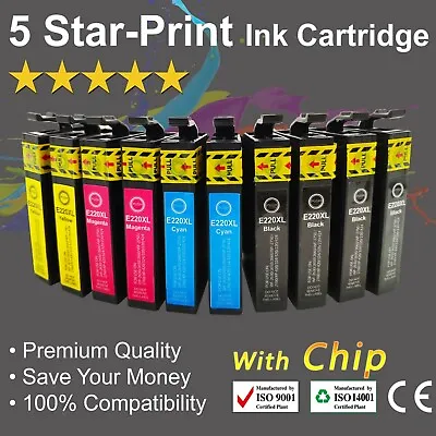 10 X Ink Cartridges 220XL For  WF2630 WF2650 WF2660 WF2750 WF2760 With Chip • $28.89