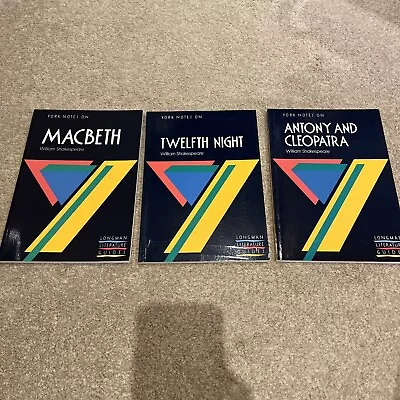 York Notes-Set Of 3: Macbeth Twelfth Night Antony & Cleopatra GCSE/A Level • £5