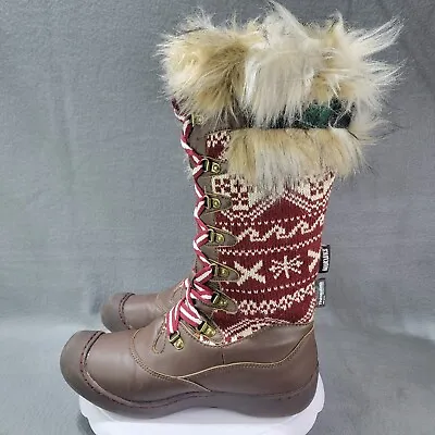 Size 9 - Womens MUK LUKS Gwen Lace-Up Knit Snow Boots 200 Gram Thinsulate  • $29