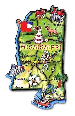 Mississippi The Magnolia State Artwood Jumbo Fridge Magnet • $8.49