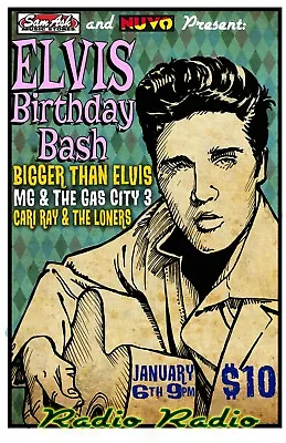 ELVIS TRIBUTE 7Concert Poster Gig Poster Indianapolis  • $9.89