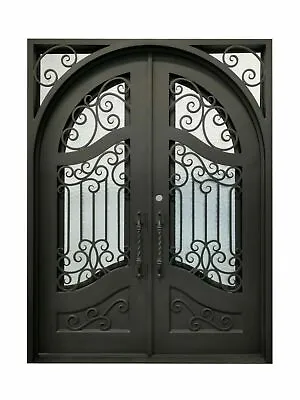 Calvert Double Front Entry Wrought Iron Door Cube Glass 62  X 82  Right Active • $3495