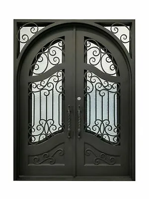 Calvert Double Front Entry Wrought Iron Door Cube Glass 72  X 96  Right Active • $4795