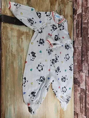 Vintage Carters Baby 1-Piece Footed Pajamas Ribbed Panda Bears Sz 12-17 Lbs • $6.50