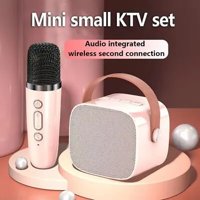 Mini Karaoke Machine Portable Bluetooth Karaoke Speaker With 2 Wireless Mic Gift • £16.89