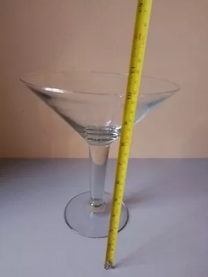 Large Giant Martini Cocktail Margarita Glass 10” H 9  Dia Centerpiece Clear Big • £16.95