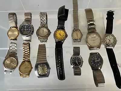 Job Lot Of Vintage Mens Mechanical Swiss Etc Watches Spares Or Repairs Project  • £26