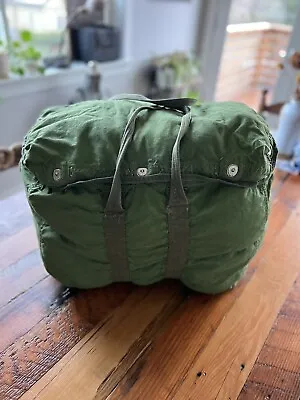 Vintage Romanian Military Army Canvas Bag Green Duffel • $49