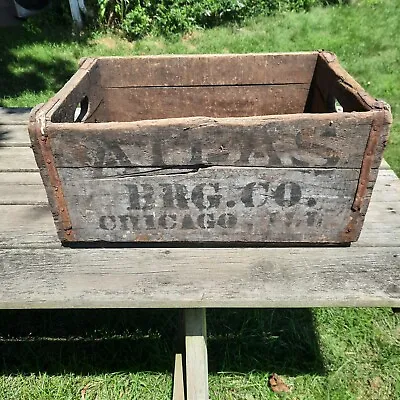 Vintage Antique Wooden Atlas Beer Crate Chicago IL • $85