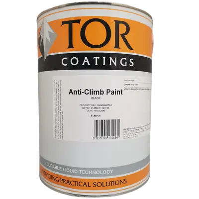 £64.99 • Buy Tor Anti-Climb Paint Black Anti-Vandal Security Paint 5 Litre 5L