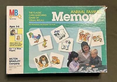 Vintage 1986 Milton Bradley Animal Families Memory Game Complete Card Set W/Tray • $20