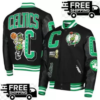 Bill Russell Men & Women NBA Boston Celtics Jacket Wool & Leather FreeShipping • $109.99