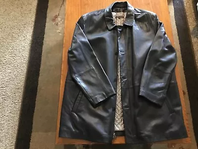 Robert Comstock Leather  Car Coat Men's Size 48 Black Thinsulate Liner • $89