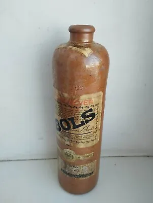 Vintage 1940s. Dutch Bols Bottle Amsterdam Brown Glazed Pottery Holland Alcohol • $29