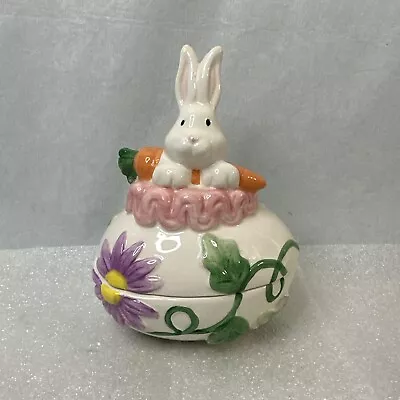 David’s Cookie Jar Easter Egg White Bunny Carrot Small Size Adorable Ceramic • $15.95