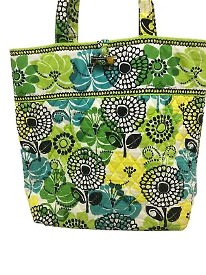 Vera Bradley Limes Up Green Blue Floral Medium Tote Bag Travel Handbag Business • $19.99