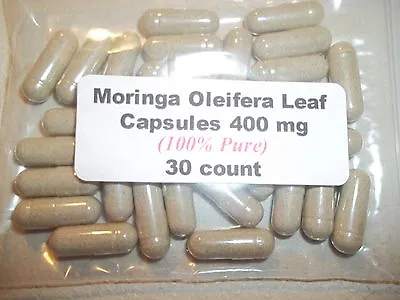 Moringa Oleifera Leaf Powder Capsules (100% Pure & Natural) 400 Mg.  30 Count • $3.95