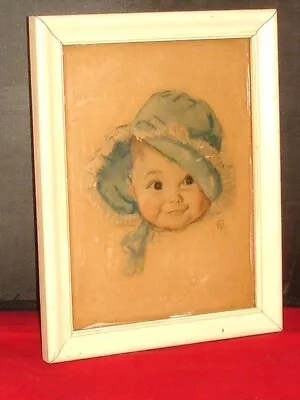 Maud Tousey Fangel  Baby In Bonnet Bubble/Puff Picture Print In Org. Frame G2FC  • $12.50