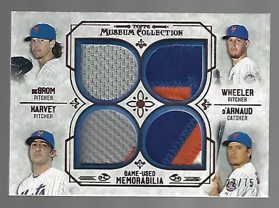 Jacob DeGrom Wheeler  2015 Topps Museum Collection Quad Relics Patch 22/75   • $74.99