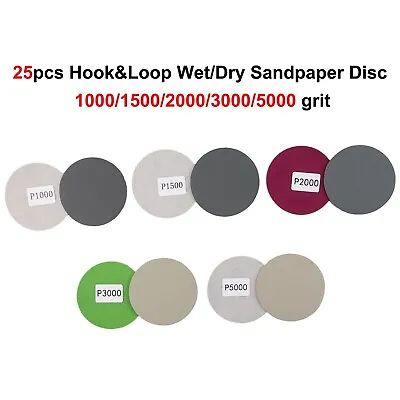 25pcs WetDry Sandpaper Discs 3 Inch Hook&Loop For Woodworking Projects • £5.33