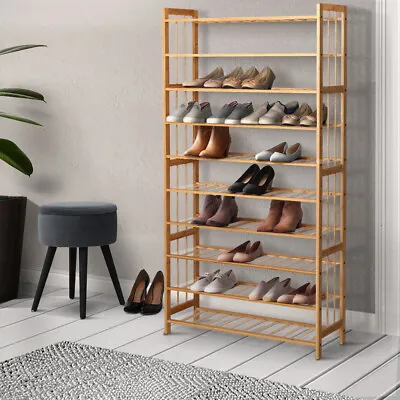 $94 • Buy 10 Tier Bamboo Shoe Rack Wooden Shelf Display Stand Storage Home Organizer New