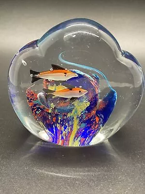 Murano Glass Fish Small Orange White Fish 3” X 3 1/4” • $43