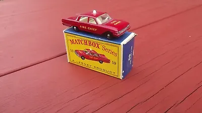 Vintage Matchbox Lesney 59 FIRE CHIEF CAR FORD GALAXIE W/rough Original Box-Nice • $54.99