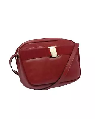 Pre Loved Salvatore Ferragamo Burgundy Leather Shoulder Bag With Timeless • $442