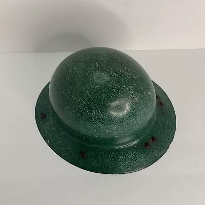 Vintage MSA Green Fiber Glass Hard Hat With Suspension Fiberglass Full Brim • $62.99