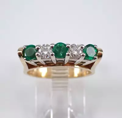 2Ct Round Cut Lab Created Green Emerald Vintage Band Ring 14K Yellow Gold Plated • $146.24