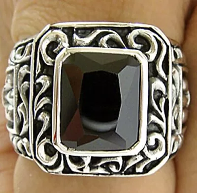 Heavy Black Fleur De Lis Solid Sterling 925 Silver Ring • $71.99