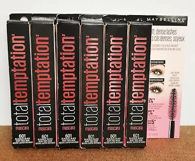 (6) MAYBELLINE TOTAL TEMPERATURE MASCARA 601 BLACKEST BLACK 0.27oz New! #TM-10 • $19.99