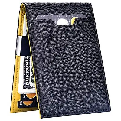 Men Bifold Wallet With Money Clip - Leather Minimalist Front Pocket RFID Bloc... • $15.29