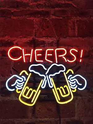 Cheers Beer Mugs 17 X14  Neon Light Sign Lamp Bar Martini Windows Wall Decor Art • $120.49