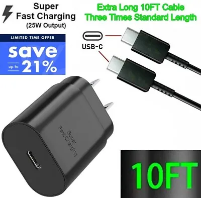 25w Super Fast Charger Type USB-C+10FT Cable For Samsung Galaxy S23 S22 S21 S20 • $8.94