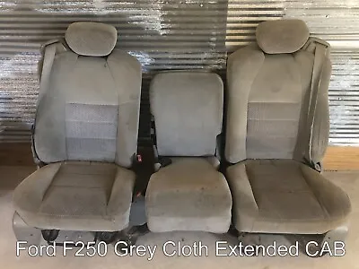 1999 00 01 02 03 04 F250 F350 Extended Cab Front Set Grey Cloth Center Jump Seat • $555